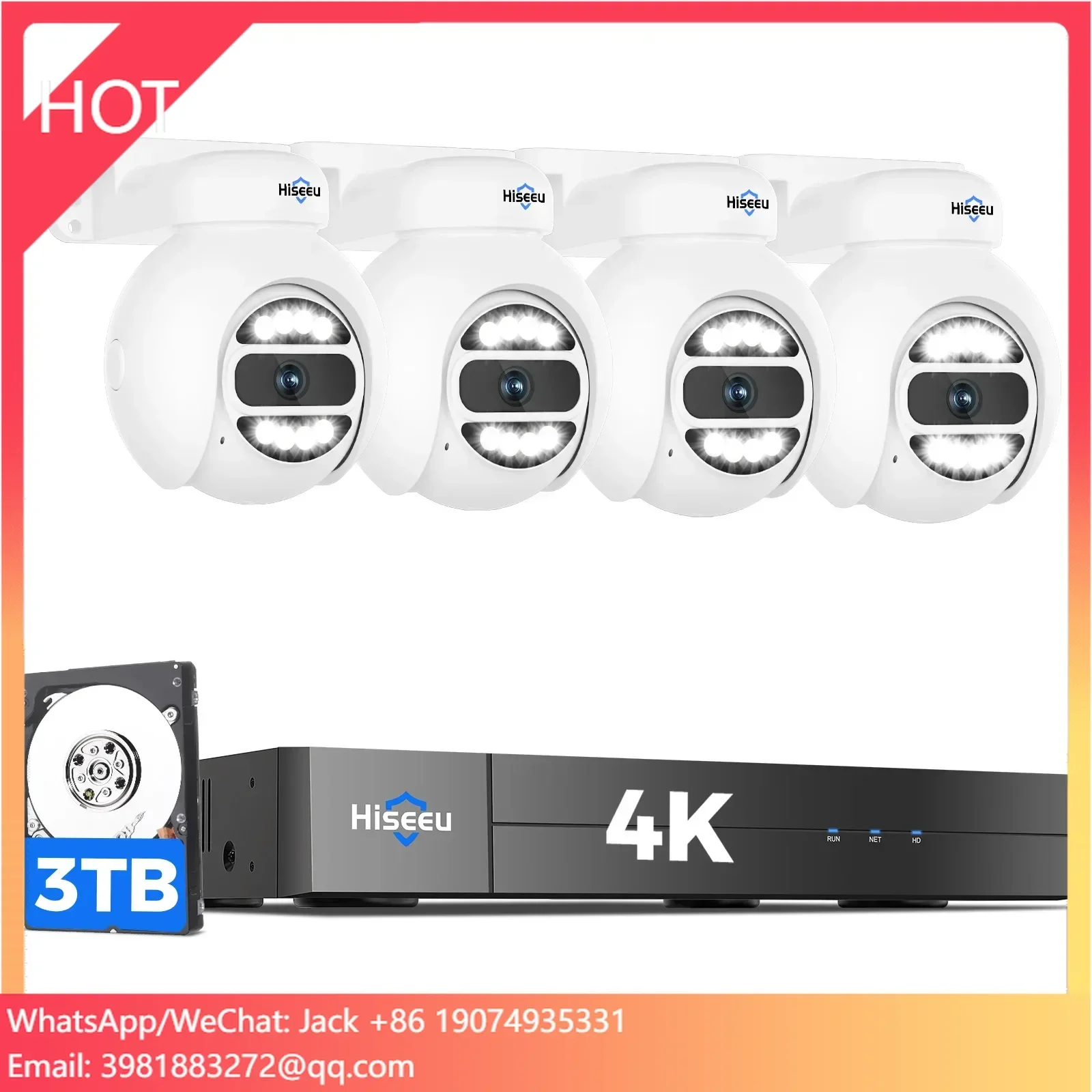 Home Security Kit With Camera - Hiseeu Automatyczne Śledzenie 5MP PoE NVR