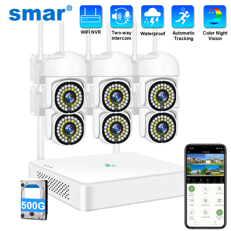 Home Security Tech - Bezprzewodowy system kamer bezpieczeństwa CCTV Smar